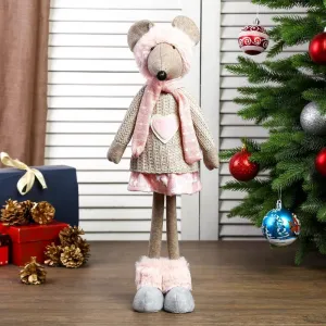 Кукла Sima-Land Мышка в бежевом свитере и розовой юбочке 4166964 фото