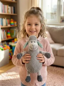 Классическая игрушка BelToys Барашек в шапке (букле серый/бирюзовый) фото