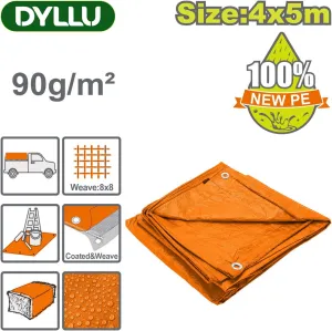 Тент Dyllu DTTQ1945 4х5 м 90 г/м2 (оранжевый) фото