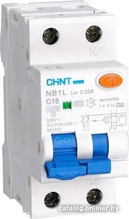 Дифференциальный автомат Chint NB1L 10kA 1P+N C16A 30mA AC х-ка C 2М 203107 фото