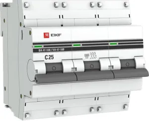 Выключатель автоматический EKF PROxima ВА 47-100 3P 25A (C) mcb47100-3-25C-pro фото