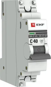 Выключатель автоматический EKF PROxima ВА 47-63 1Р 40А (C) mcb4763-1-40C-pro фото
