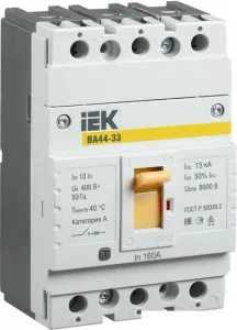 Выключатель автоматический IEK ВА 44-33 3P 160A 15kA SVA4410-3-0160 фото