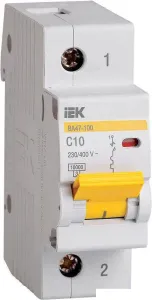 Выключатель автоматический IEK ВА 47-100 10А 1P 10кА С MVA40-1-010-C фото