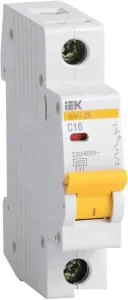 Выключатель автоматический IEK ВА 47-29 16А 1P 4.5кА С MVA20-1-016-C фото