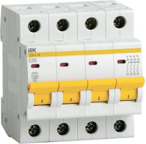Выключатель автоматический IEK ВА 47-29 4п 20А C MVA20-4-020-C фото