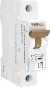 Выключатель автоматический Werkel 1P 10 A C 6 кА W901P106 фото