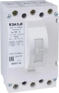 Выключатель автоматический КЭАЗ 80А 1200Im ВА57-31-340010 УХЛ3 690В AC 108428 фото