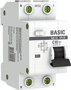 Дифференциальный автомат EKF Basic АД-12 1P+N 10А 30мА АС C DA12-10-30-bas фото
