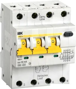 Дифференциальный автомат IEK АВДТ 34 C32 30мА MAD22-6-032-C-30 фото