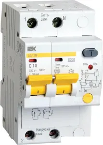 Дифференциальный автомат IEK АД-12М 2Р 10А 30мА C MAD12-2-010-C-030 фото