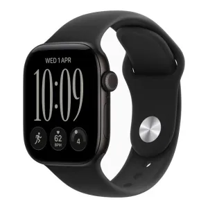 Умные часы Apple Watch Series 12 42 мм (алюминиевый корпус, черный/черный, спортивный силиконовый ремешок) фото